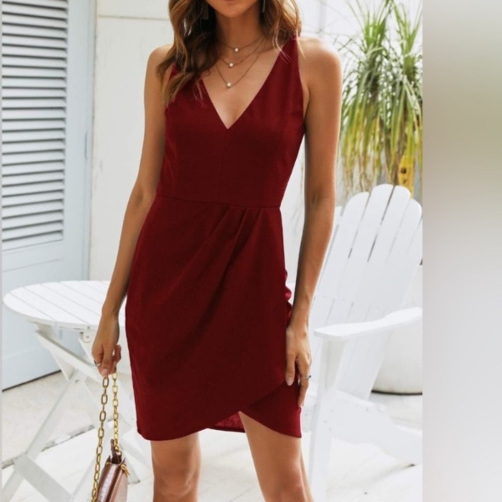 NWT Manydress Burgundy Sleeveless above knees cocktail Dress size L